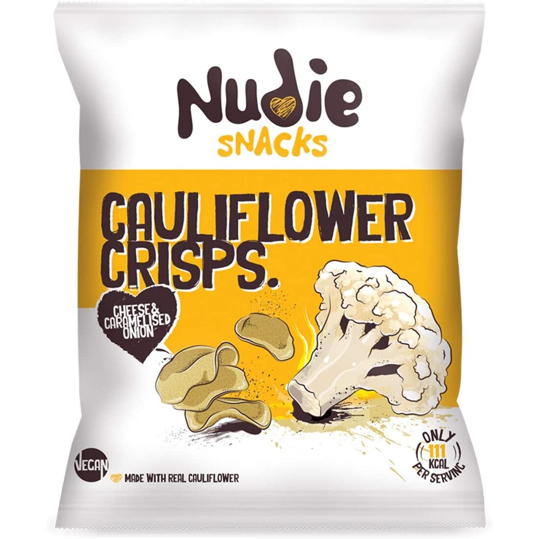 Nudie Snacks Cheese & Caramelised Onion Cauliflower Crisps 80g (Pack of 16)